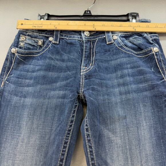 Miss Me Jeans Women's 29x34 (8) Blue Relaxed Boot Cut Crosses Western Bling - Picture 11 of 15